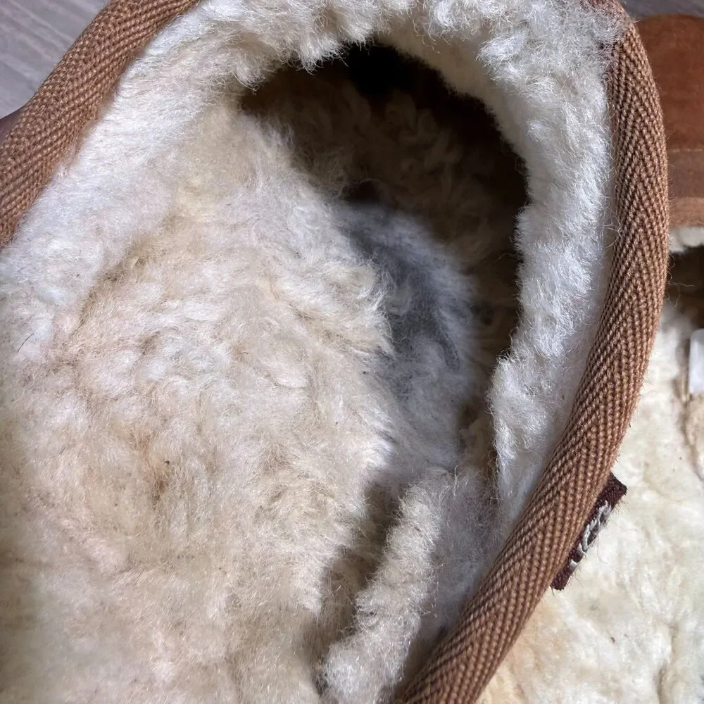 UGG Leisure Tan Chestnut Sheepskin Slip On Slippers Men's Size 12